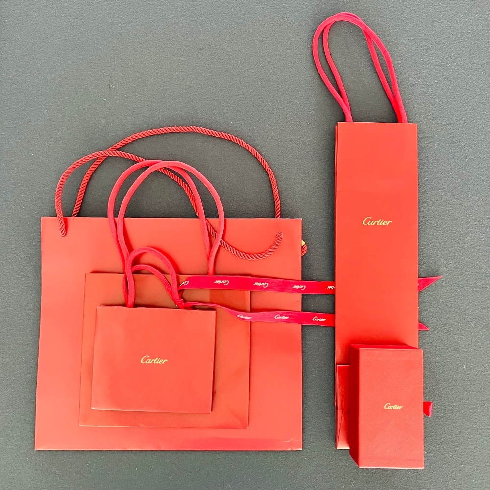 Cartier jewelry  shopping bags and box